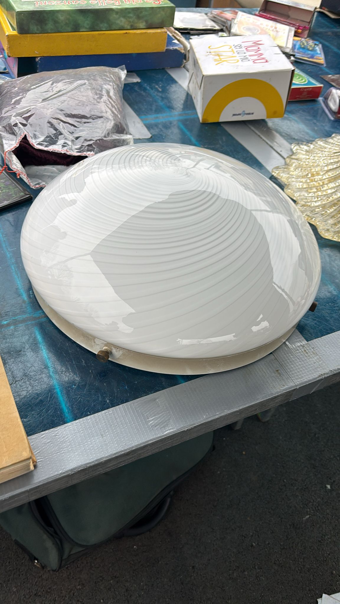 Vintage Murano plafond med hvidt swirl 40 cm