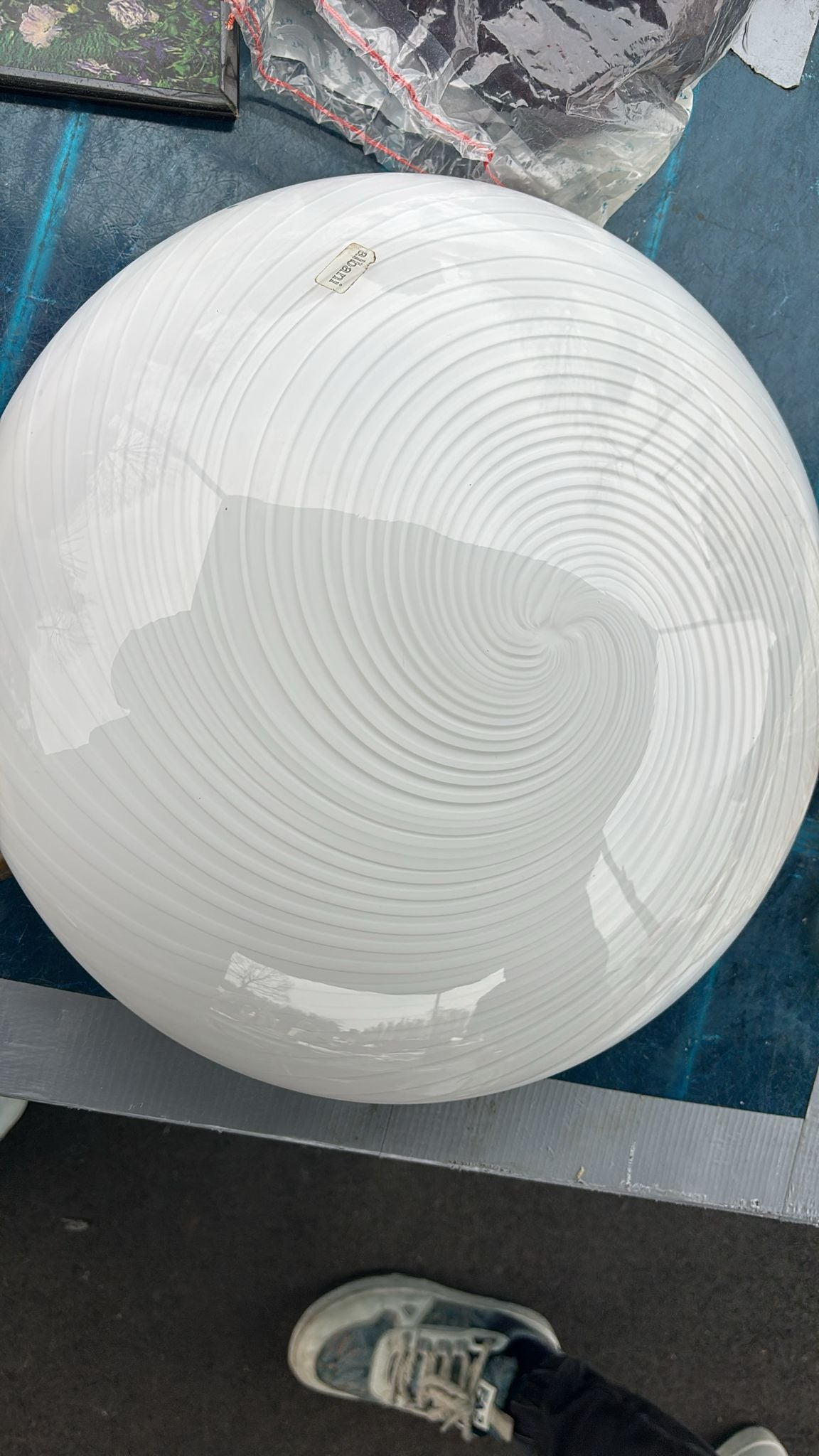 Vintage Murano plafond med hvidt swirl 40 cm