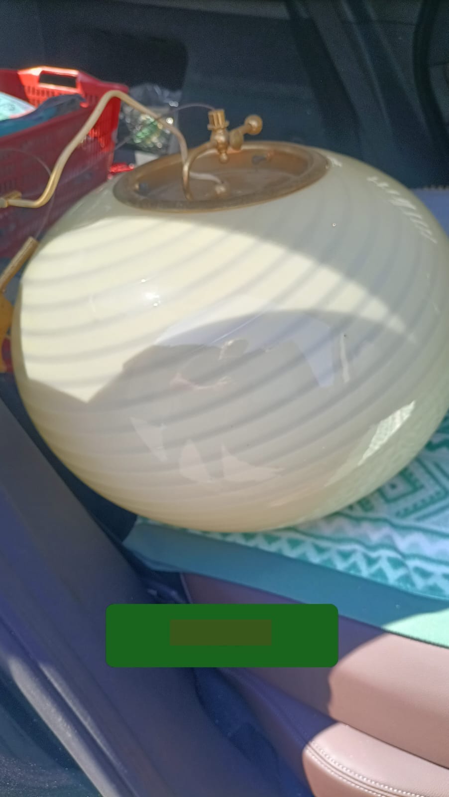 Vintage oval Murano loftlampe i gult swirl 45 cm