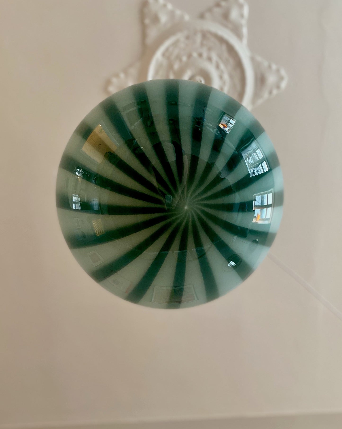 Murano loftslampe med grøn vertikal rigadin 40 cm